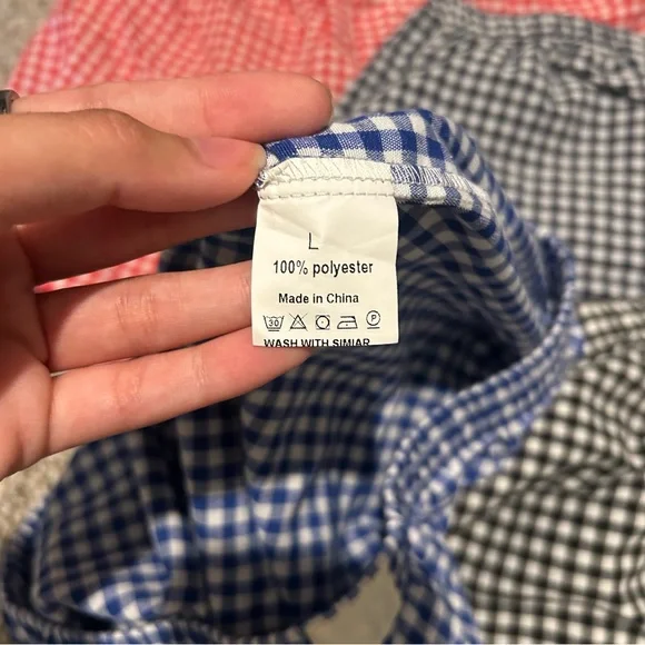 Set of 4 Gingham Checkered Shorts - Red, Blue, Dark Blue, Black - Picture 5 of 5